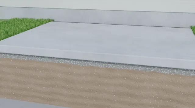 3D cutaway of frost heaving a slab
