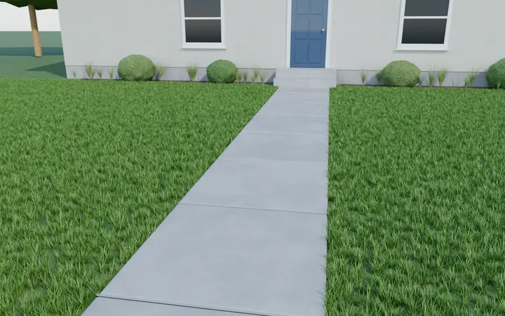 3D render of a level front walk with sealed joints