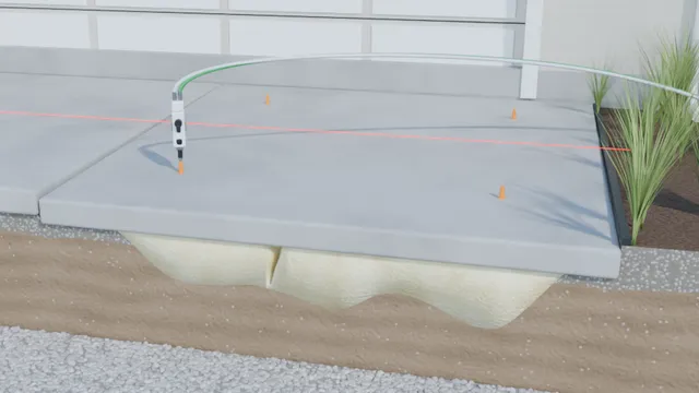 3D render of foam injected through a port lifting a slab
